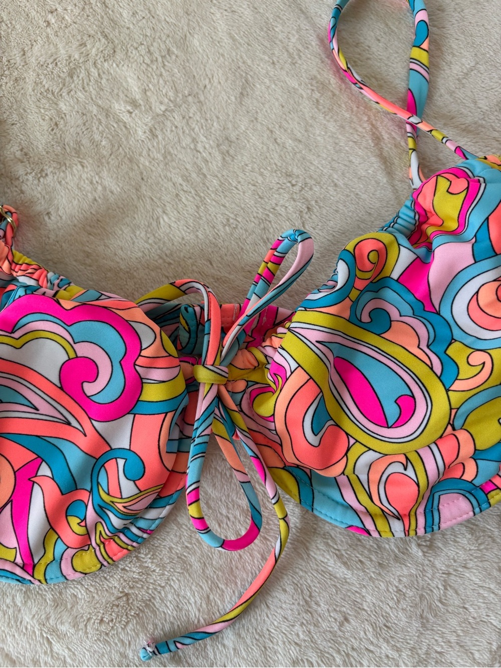 Salt + Cove Neon Swirl Bikini Top - Pink, Turquoise, Yellow - Picture 3 of 5